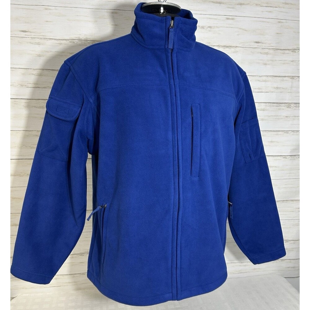 Duluth Trading Shoreman Fleece Jacket Mens Large Blue Full Zip WIND PROOF Work